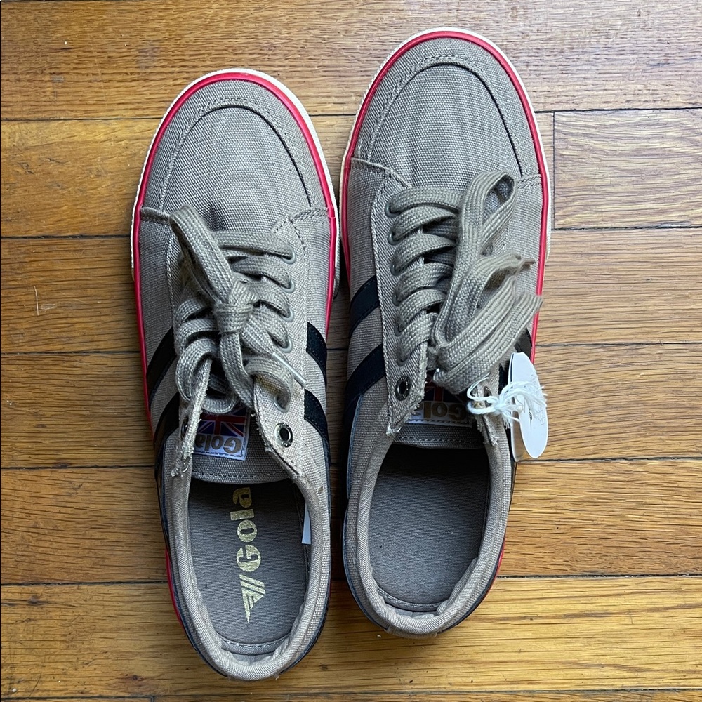 Gola Khaki Sneakers with Red and Black Accents brand new